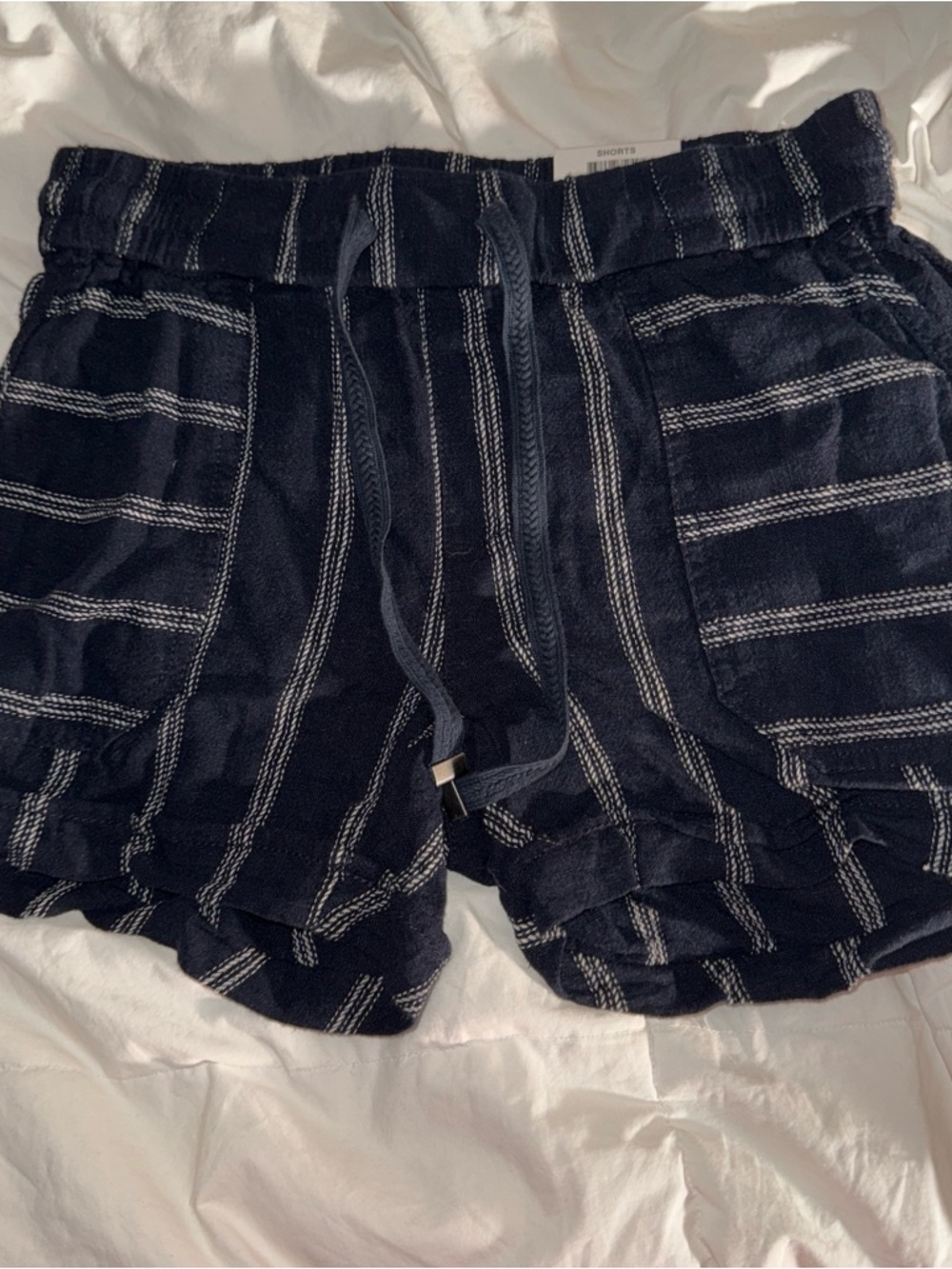 Style & Co. Navy and White Striped Drawstring Shorts